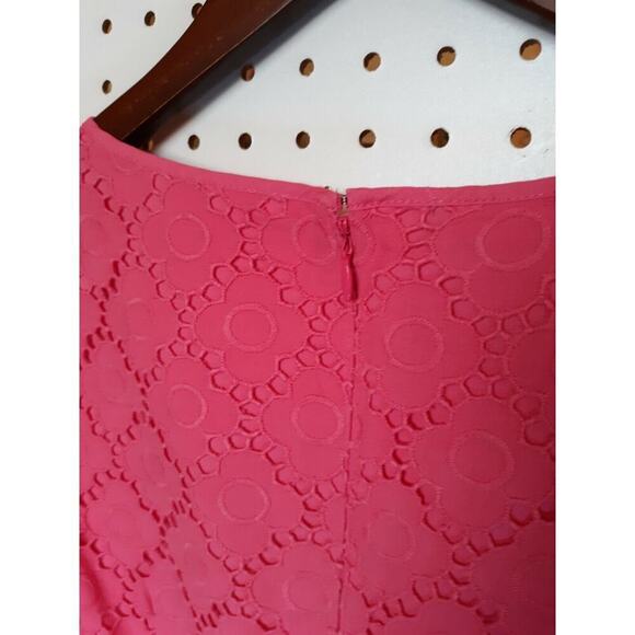 Talbots Pink Eyelet Sheath Dress Cotton Scalloped Hemline 3/4 sleeve Size 2 - Picture 3 of 10